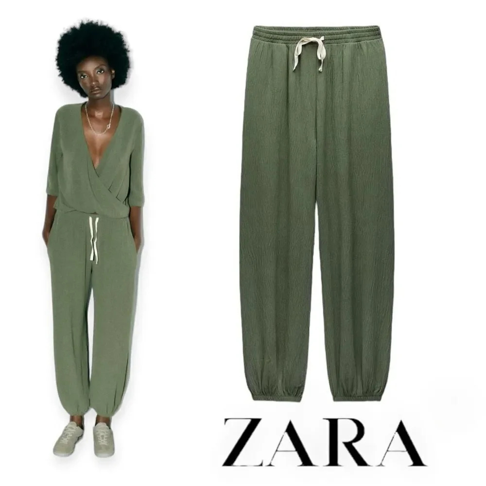 ZARA | Khaki | TEXTURED PANTS